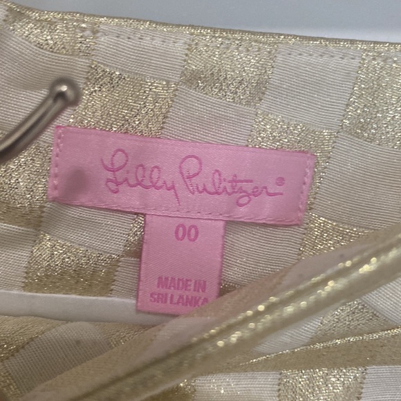 Lilly Pulitzer size 00 gold check skirt - Picture 3 of 3